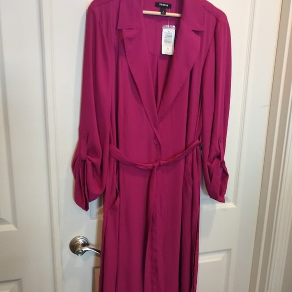 NWT Torrid Magenta Chiffon Trench Coat 1X 14-16 Plus - Picture 7 of 11